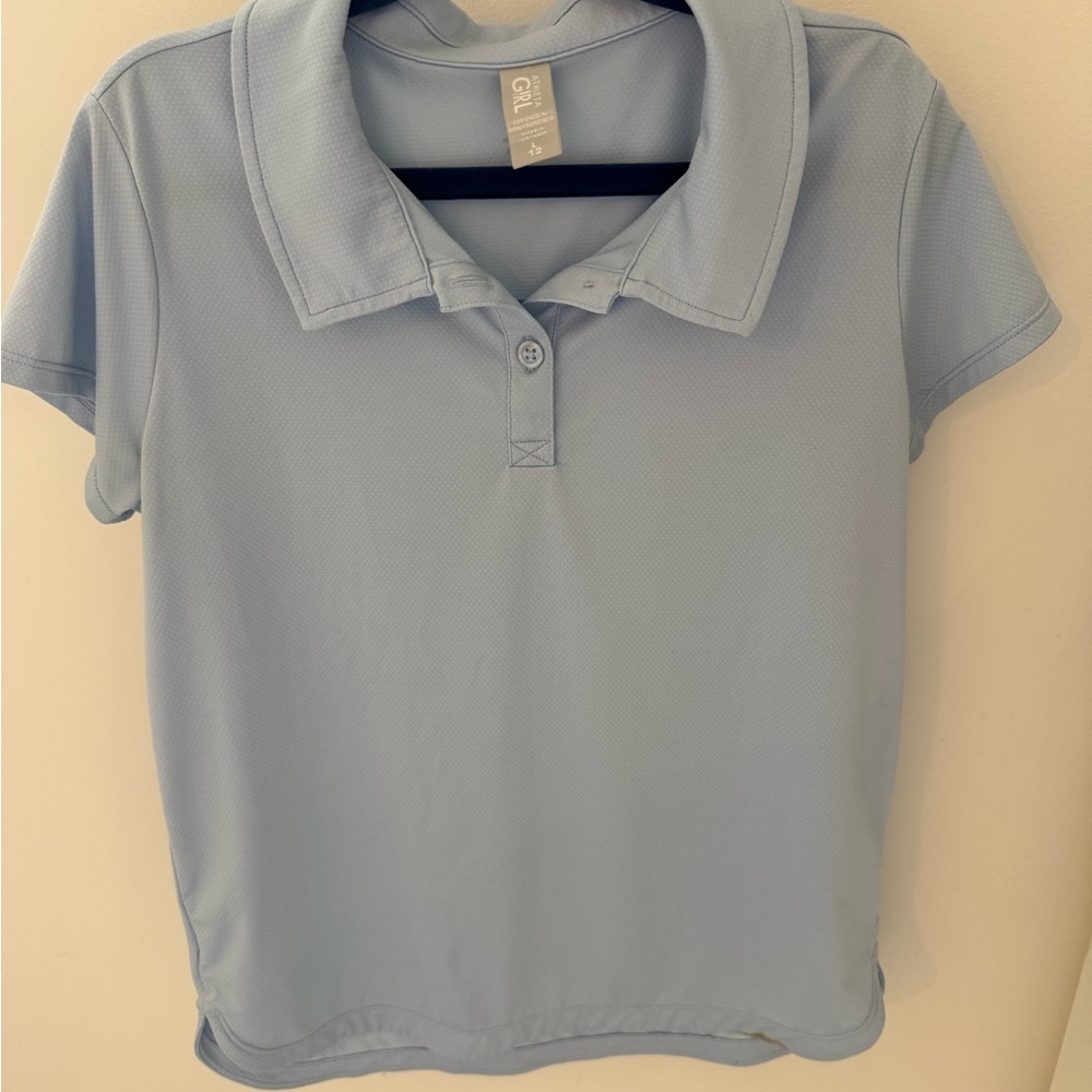 Athleta Girl Polo Shirt Light Blue Size Large 12 Athletic Top
